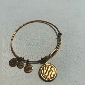Alex and Ani Laugh gold charm bracelet adjustable Bangle boho word